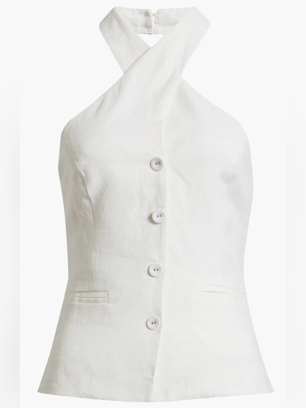 Reformation White Halter Button-Front Tank Top